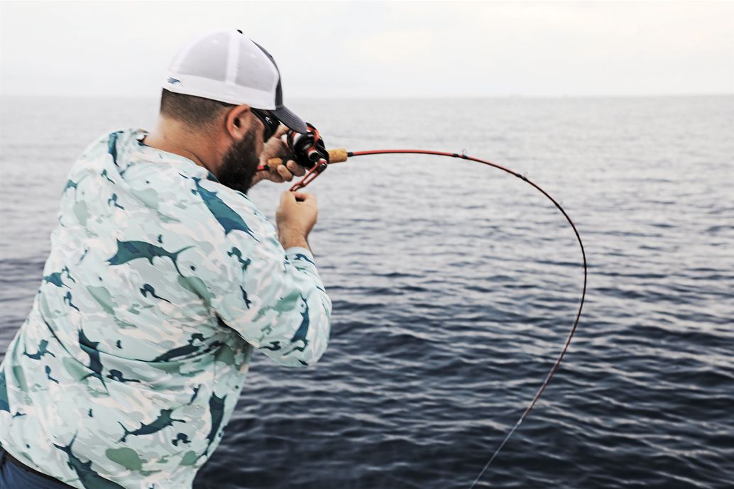 An angler fights a fish from the reel, with the soft rod as a shock absorber.George Poveromo